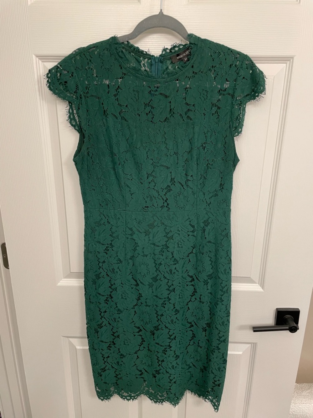 Merokeety Green Lace Midi Sheath Dress